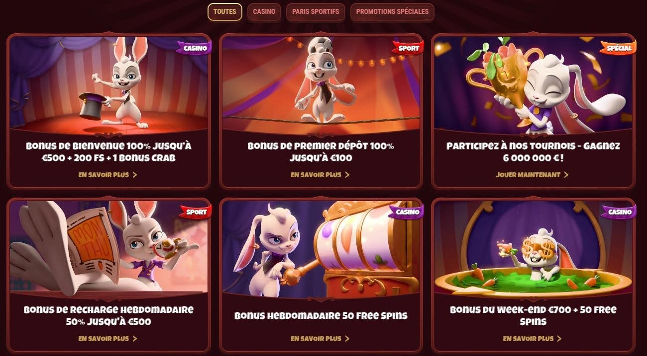 Bonus du casino Magius
